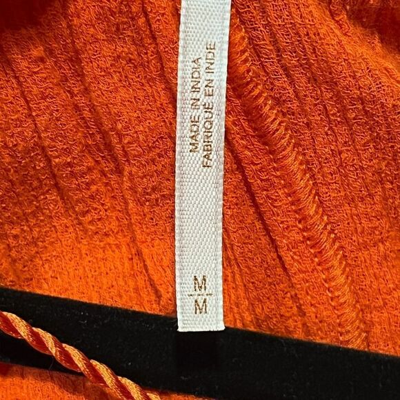 FREE PEOPLE Hooded Top Eyelet Embroidered Cotton Gauze Orange/Red Women’s Medium - Picture 7 of 9